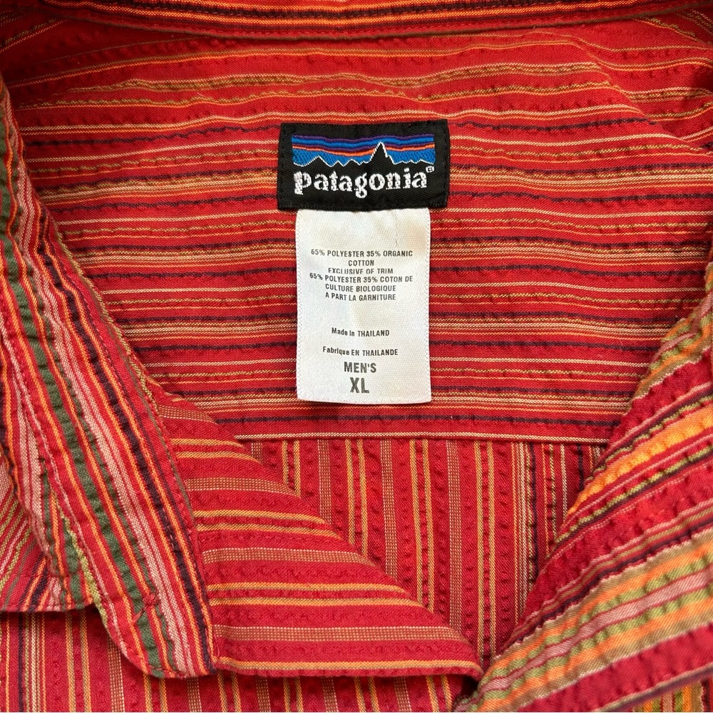 Beautiful Patagonia Textured Button-Up Long-Sleeve Red Shirt. Men’s XL - Picture 6 of 7